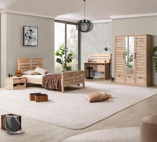 Polo Genç Odası - 3 Kapaklı Dolap, Karyola, Komodin, Çalışma Masası