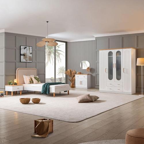 Vita Bohem Genç Odası - 4 Kapaklı Dolap, Karyola, komodin, Şifonyer