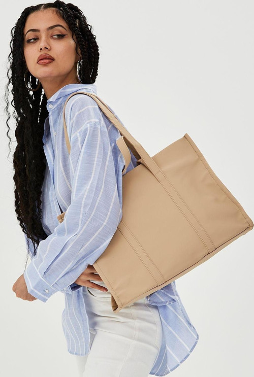 Paraşüt Kumaş Shopper Amelia Kadın Kol Çanta Bej