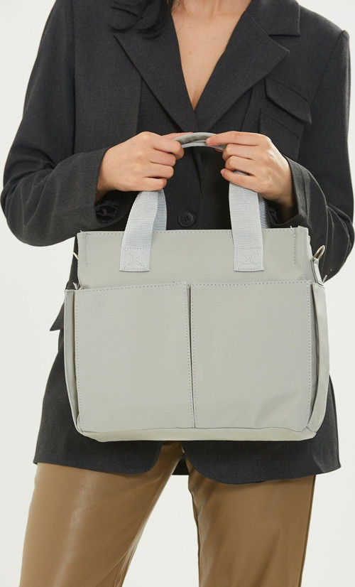 Çok Gözlü Shopper Venedik Kadın Çapraz Çanta Gri