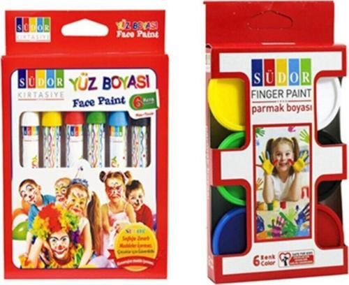Yüz Boyası 6 Renk Ve Parmak Boyası 6 Renk 2 Li SET