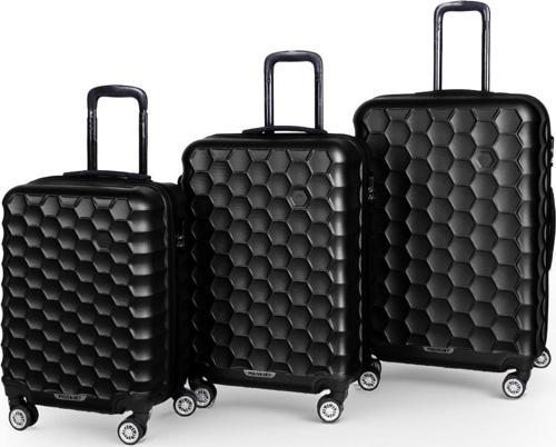 Petek Model Siyah Renk 3'lü Valiz Bavul Seti