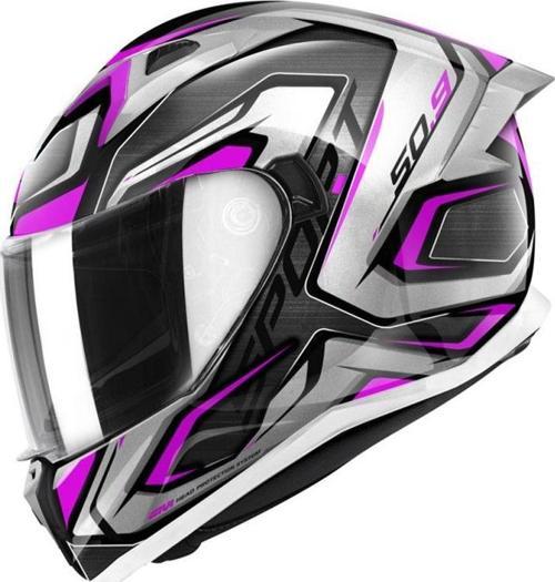 Gıvı 50.9 Kapalı Kask Mat Siyah Atomıc Lady Tıtanıum Gri Pembe