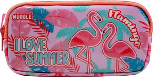 Flamingo Pembe 2 Gözlü Kalemlik Çantası (MU-7273)