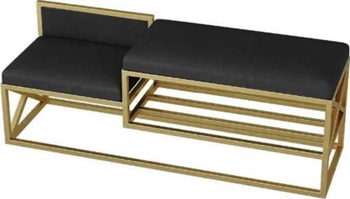 Lulu Gold Metal Siyah Benç Ayakkabılık 