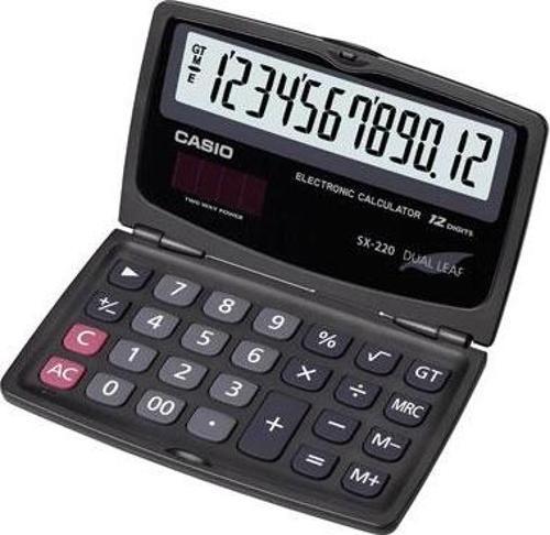 SX-220 12 Hane Cep Tipi Kapaklı Hesap Makinesi