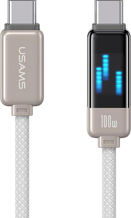 US-SJ744 Type-C To Type-C 100W Meteor Efekt Ekranlı 1.2m Hızlı Şarj ve Data Kablosu Titanium