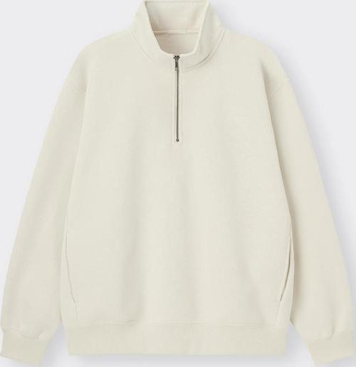 Erkek Dik Yaka Fermuarlı Sweatshirt Bej