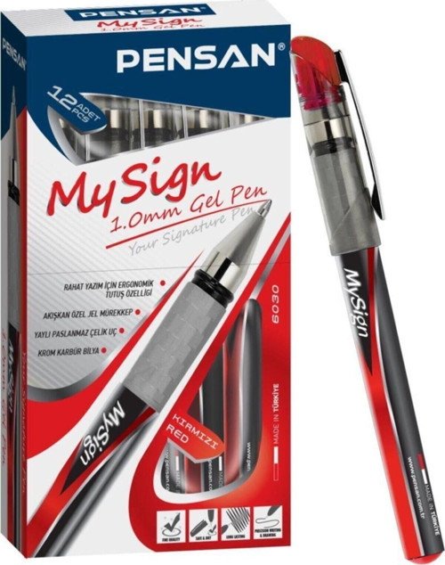 6030 My Sign Jel Roller Kalem 1,0 Mm Imza Kalemi Kırmızı (12 Li Paket) Pe06030rkkı
