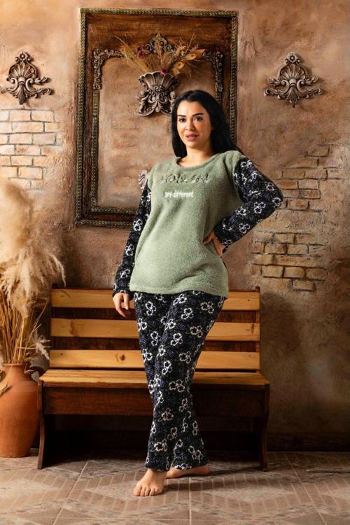 Büyük Beden Peluş Polar Pijama Takımı