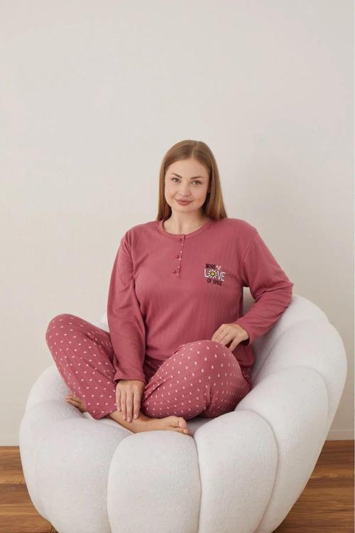 Büyük Beden Battal İnterlok Kadın Pijama Takımı
