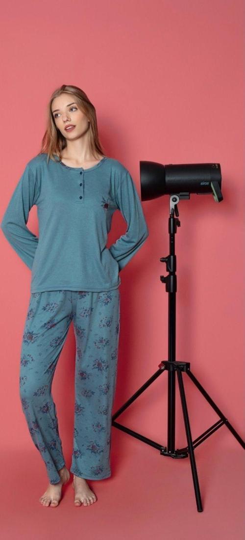 Uzun Kol Bambu İnterlok Kadın Pijama Takımı