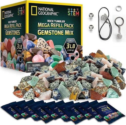 Natıonal Geographıc Rock Tumbler Mega Dolum Kiti-Kaplan Gözü, Ametist Ve Kuvars Dahil 9 Çeşit 3Lbs