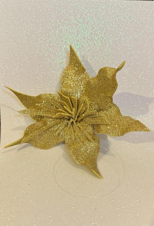 Yılbaşı Çiçeği Sarı Simli Ata Çiçeği 15 Cm