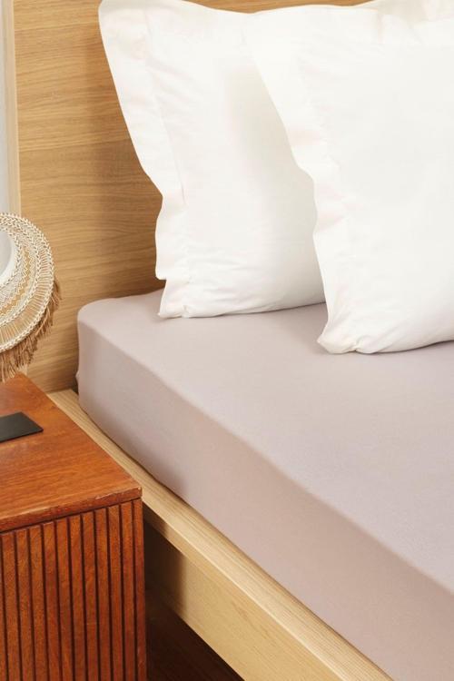 %100 Penye Lastikli Çarşaf Tek Kişilik Bej