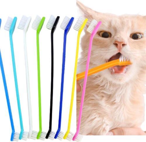 2 Adet Kedi Köpek Çift Taraflı Diş Fırçası Yavru Ve Yetişkinler İçin Pet Diş Sağlığı Koruma