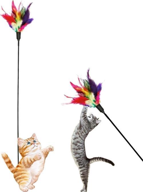 Zilli Tüylü Esnek Kedi Oltası 50 Cm