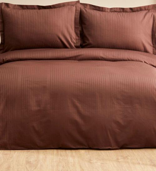 Uniq %100 Pamuk Çift Kişilik Saten Nevresim Takımı Kahverengi