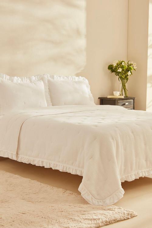 White Collection Perios %100 Pamuk Çİft Kişilik Spring Comfort/Uyku Seti Fırfırlı Beyaz