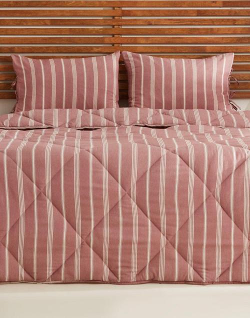 Sarah Anderson Barlet Çift Kişilik Comfort Set/Uyku Seti Çizgili Bordo