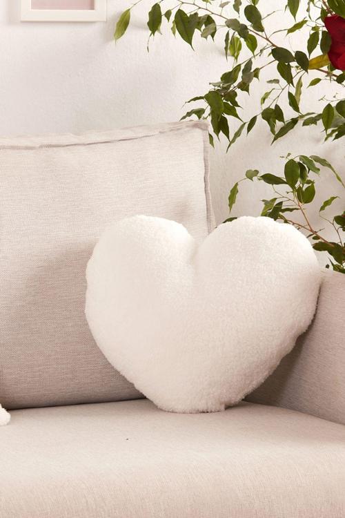 Amour Kalp Yastık Beyaz