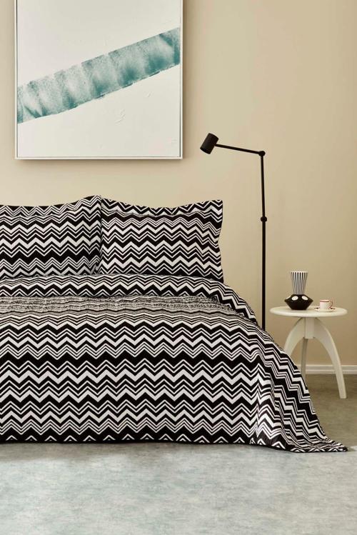 Wave Yatak Örtüsü Çift Kişilik Black