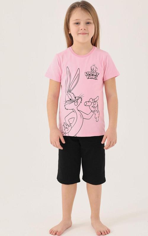 L1588-2 Kız Çocuk Tişört Pembe
