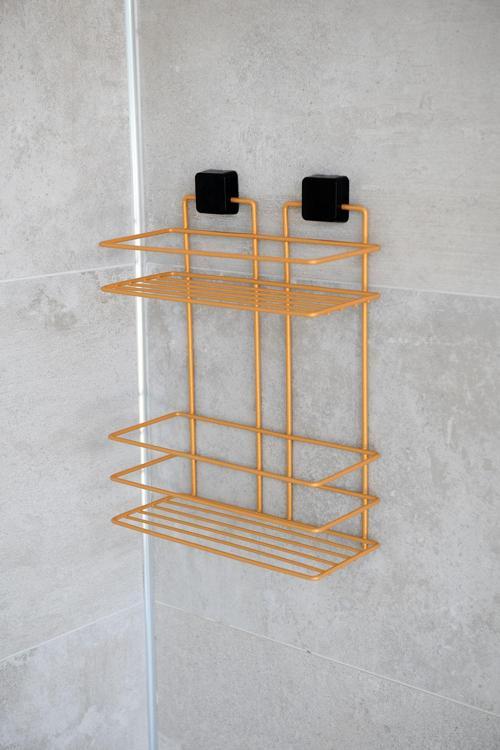 Ömür Boyu Paslanmaz Yapışkanlı Banyo Rafı, Banyo Düzenleyici, Banyo Organizer, Şampuan Rafı Altın