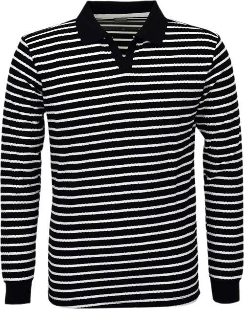 Erkek Spor Çizgili Mevsimlik Triko Polo Yaka Kazak BGL-ST03930