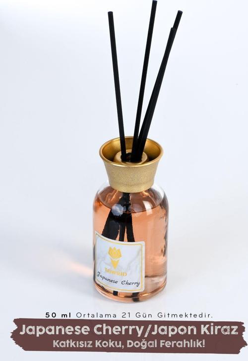 Japanese Cherry Kokusu Çubuklu Oda Kokusu Bambu Kokusu Dolap Kokusu Banyo Ev Kokusu Oda Parfümü 50Ml