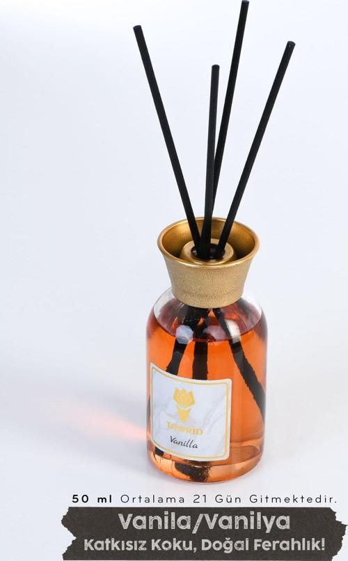Vanilya Kokusu Çubuklu Oda Kokusu Bambu Kokusu Dolap Kokusu Banyo Ev Kokusu Oda Parfümü 50Ml