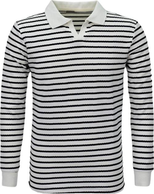 Erkek Spor Çizgili Mevsimlik Triko Polo Yaka Kazak BGL-ST03930