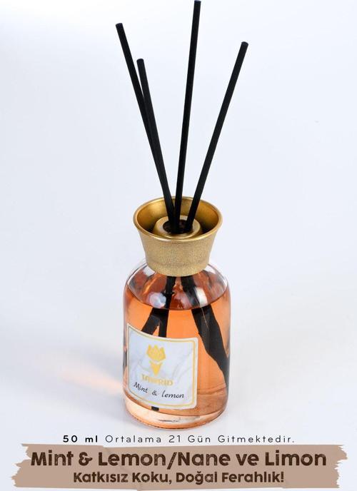Mint Lemon Kokusu Çubuklu Oda Kokusu Bambu Kokusu Dolap Kokusu Banyo Ev Kokusu Oda Parfümü 50Ml