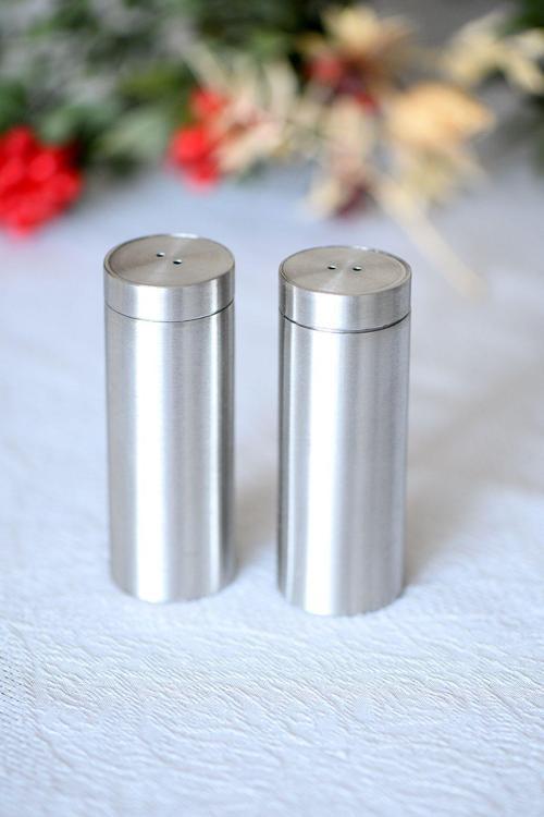 Ömür Boyu Paslanmaz Tuzluk 2'Li Set Baharatlık Şekerlik Biberlik Metal Baharatlık Premium A Kalite