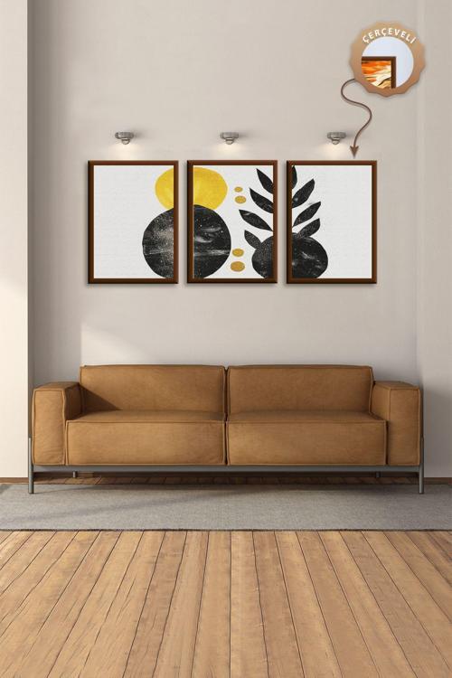 Siyah Çerçeveli Tablo Bohem Tablo Salon Tablo Yatak Odası Tablo Soyut Tablo Dekoratif Duvar Tablolar