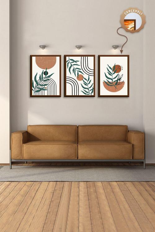 Ahşap Tablo Büyük Tablo 3Lü Tablo Seti Manzara Tabloları Salon Tablosu Dekoratif Tablo Soyut Tablo