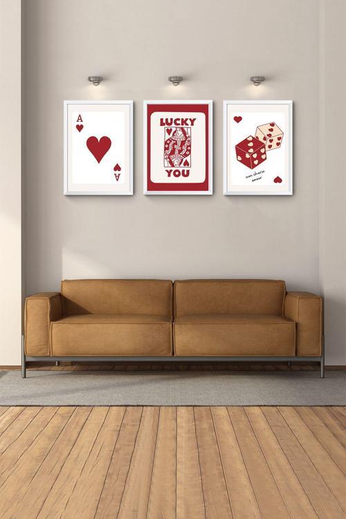 Soyut Salon Tablolar Beyaz Çerçeveli Modern Manzara Bohem Tablo 3Lü Tablo Set Büyük Duvar Tabloları