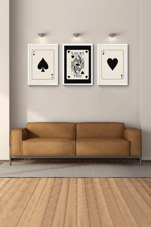 Beyaz Çerçeveli Tablo Bohem Tablo Soyut Tablo Dekoratif Duvar Tablolar Salon Tablo Yatak Odası Tablo