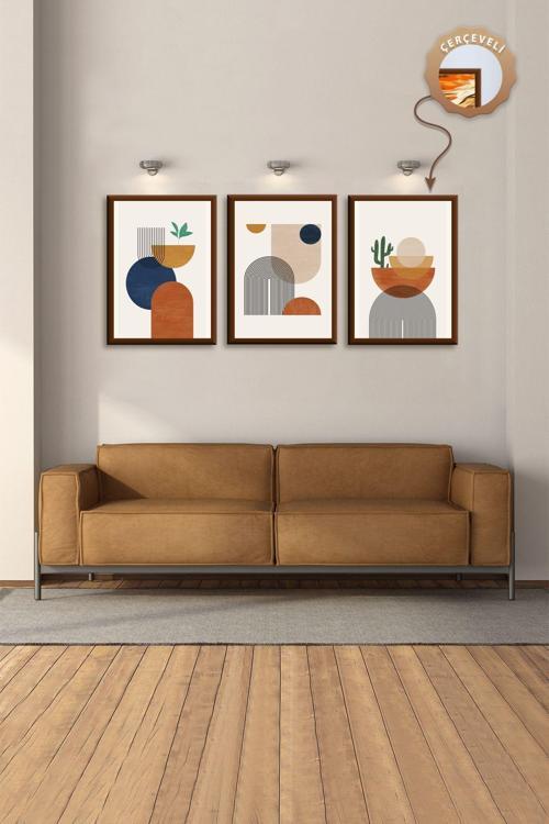 3Lü Tablo Seti Manzara Tabloları Ahşap Tablo Büyük Tablo Salon Tablosu Dekoratif Tablo Soyut Tablo