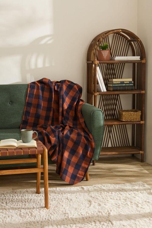 Flanel Throw Tv Battaniyesi Turuncu