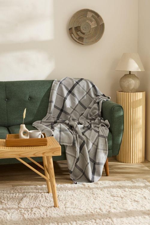 Flanel Throw Tv Battaniyesi Gri