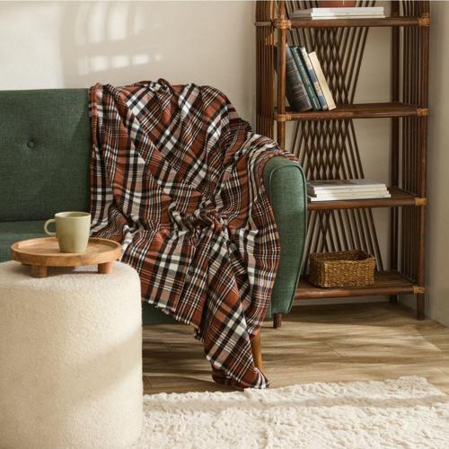 Flanel Throw Tv Battaniyesi Açık Kahverengi