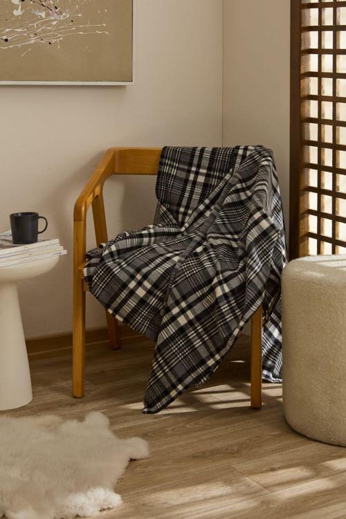 Flanel Throw Tv Battaniyesi Açık Gri