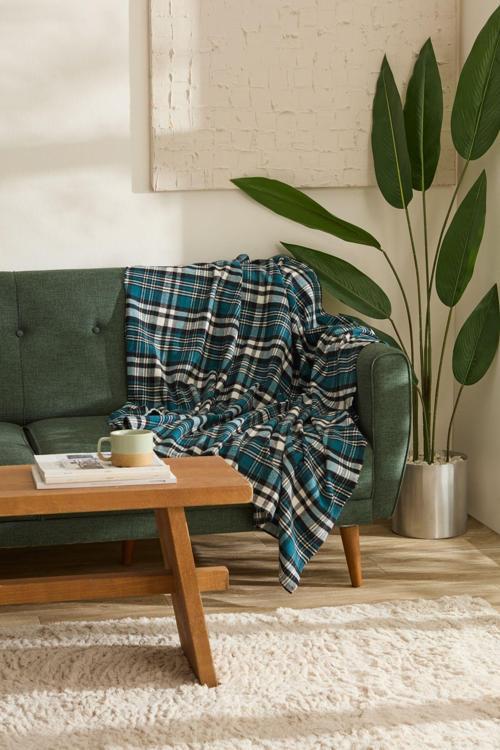 Flanel Throw Tv Battaniyesi Petrol Yeşili