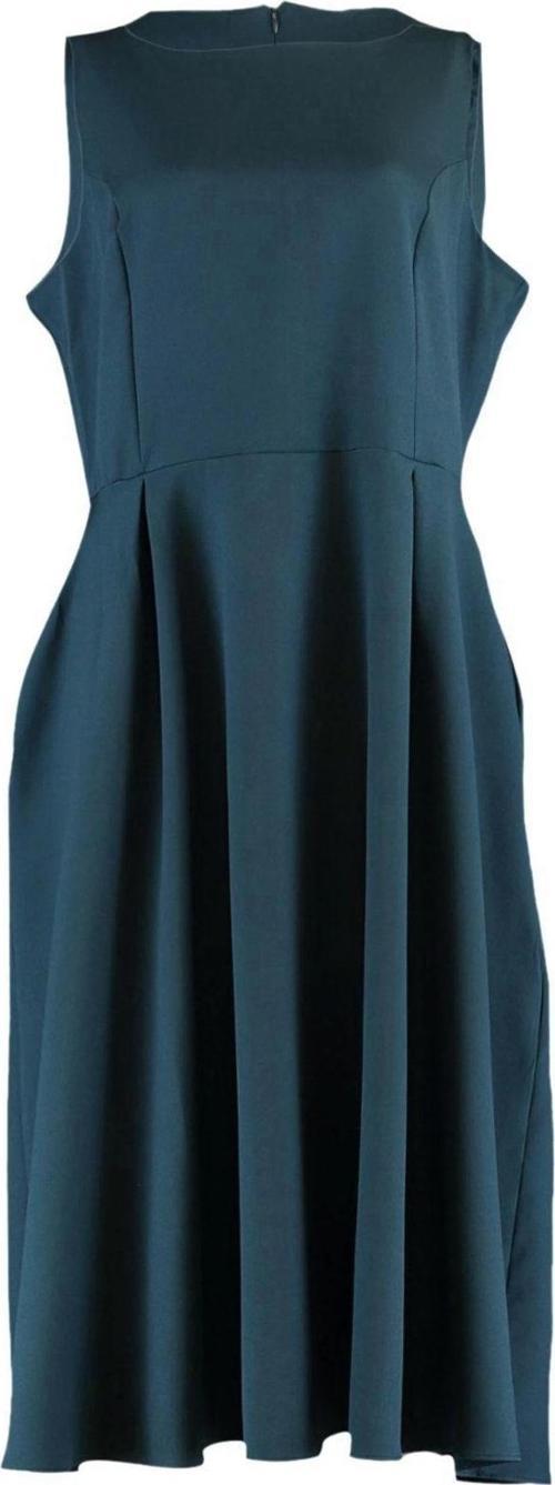 Moda Rahat Gündüz Gece Krep Dokuma Bisiklet Yaka Askılı Kol A-Line Midi Boy Büyük Beden Elbise