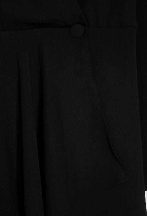 Moda Relaxed Ceket Yaka Mini Boy Büyük Beden Kruvaze Kapama Arkası Gipeli Esnek Dokuma Elbise