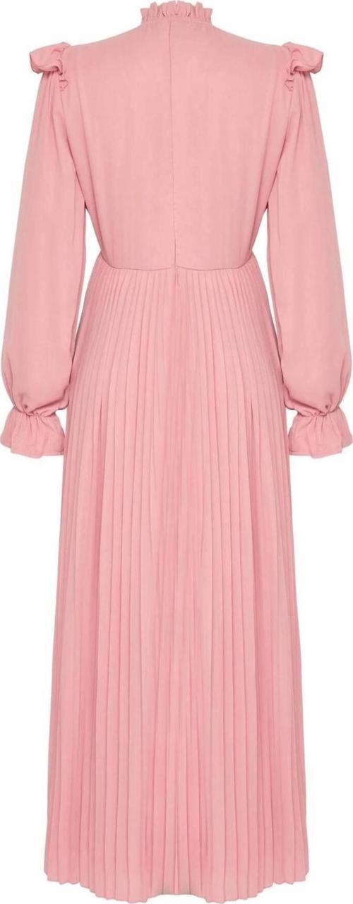 Moda Stil Slim Dik Yaka Maxi Boy Tesettür X Yapay Zekâ Piliseli Elbise