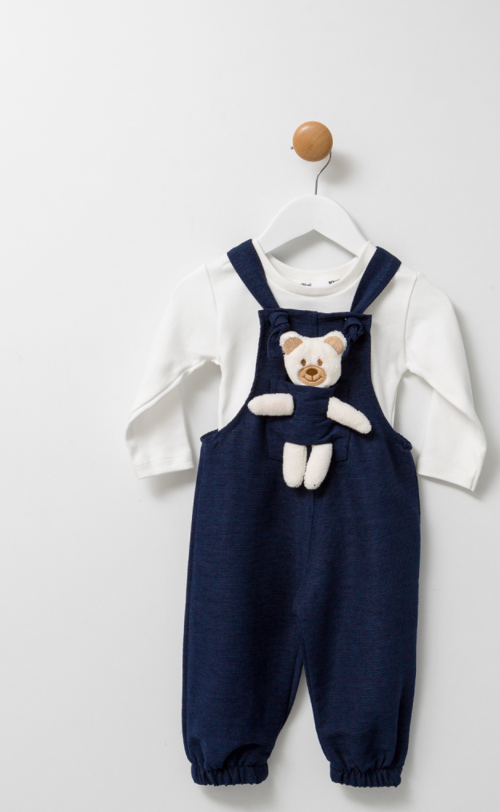 Unisex En Çizgi Fitilli Teddy Oyuncaklı 2'li Salopet