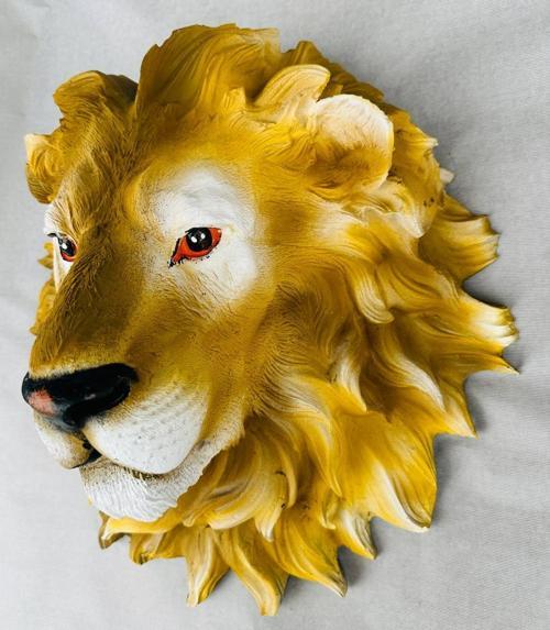 Dekoratif Aslan Kafası Duvar Dekorasyon Biblo Aslan Kral Biblo  Duvara Monte 3D Aslan Kafası (40x40