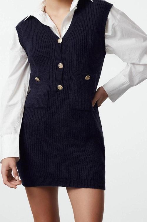 Moda Stil Slim V Yaka Mini Boy Triko Yumuşak Dokulu Elbise